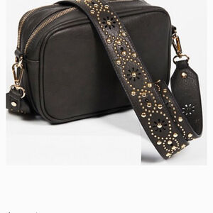 Free People Lex Vegan Crossbody Laser Cutwork Studded Strap **TAN** $98 Sold Out